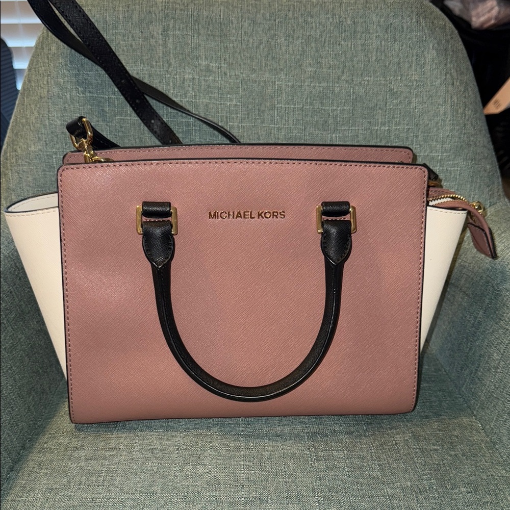 Michael Kors Blush and Ivory Satchel with Ebony Handles